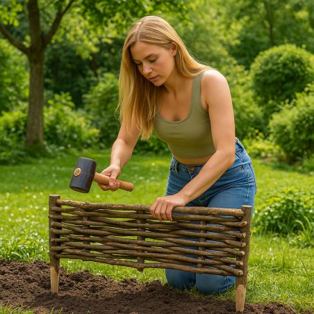 Bordure en noisetier - Tressage horizontal