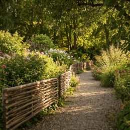 Bordure en noisetier - Tressage horizontal