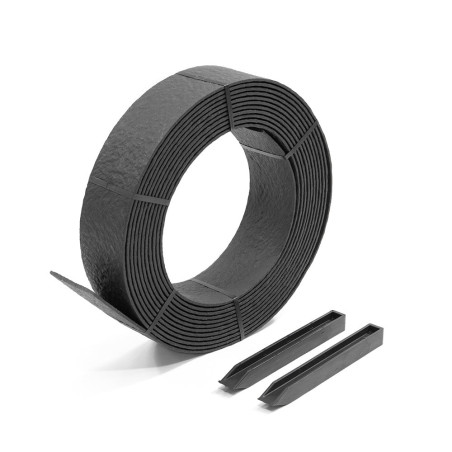 Rouleau de bordure flexible avec 10 piquets - 18 mètres - x 14 cm - 7 mm